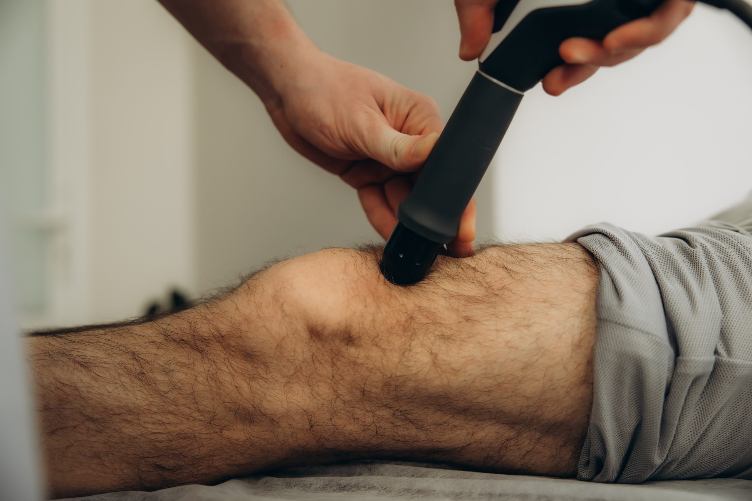 Shockwave therapy treatment in progress